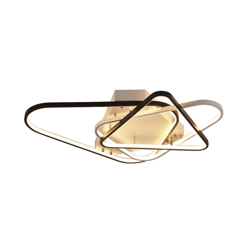 Overlapping Acrylic Ceiling Light Fixture Modern 33"/42" W LED Black and White Semi Flush Mount Lighting