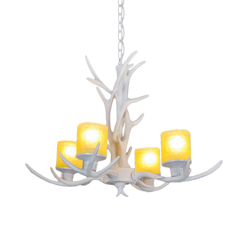 Resin Starburst Chandelier Lamp Cottage 4/6/8 Bulbes Chambre Hanging Light Kit en blanc, 27,5 "/35.5" / 39 "