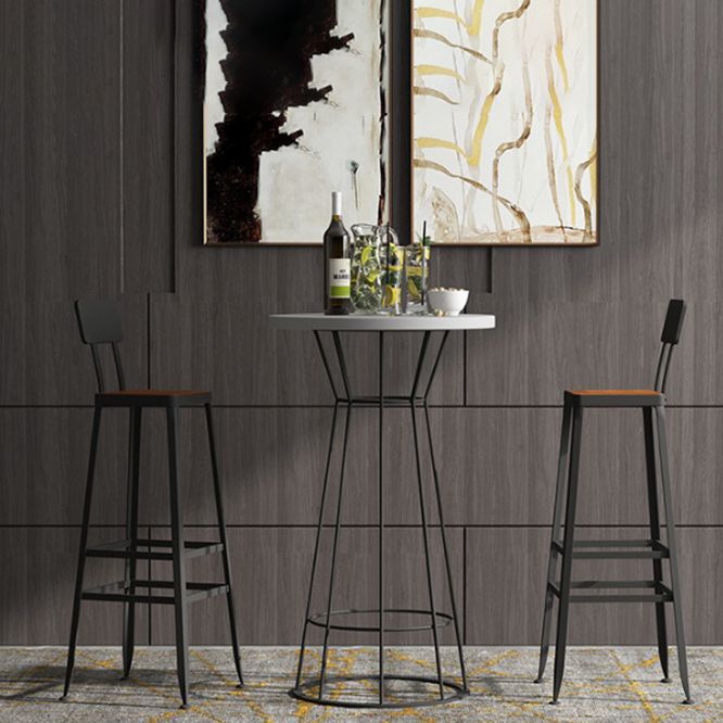 Modern Round Bar Stool and Table Set 1/2/3 Pieces Metal and Wood Pub Set