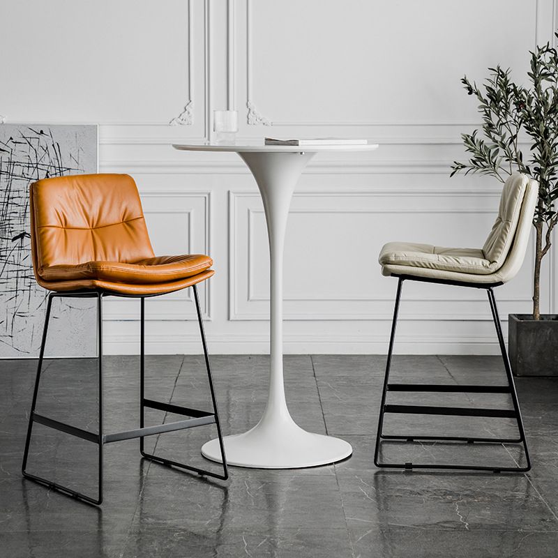Scandinavian Low Back Home Stool Matte Finish Upholstered Bar Stools