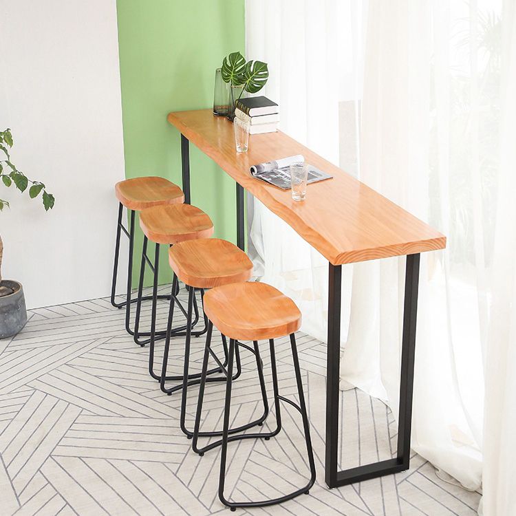 Rectangle Bar Dining Table Contemporary Bar Table with Black Sled Base