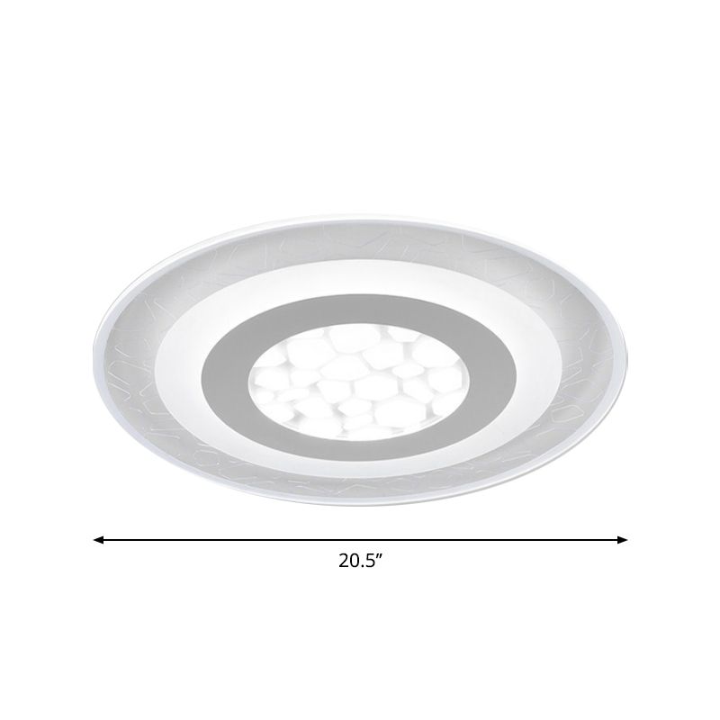 Dunste ronde/vierkante/rechthoekige plafondlamp Minimalistisch acryl Slaapkamer Kleine/grote LED-inbouwlamp met kiezelpatroon in wit
