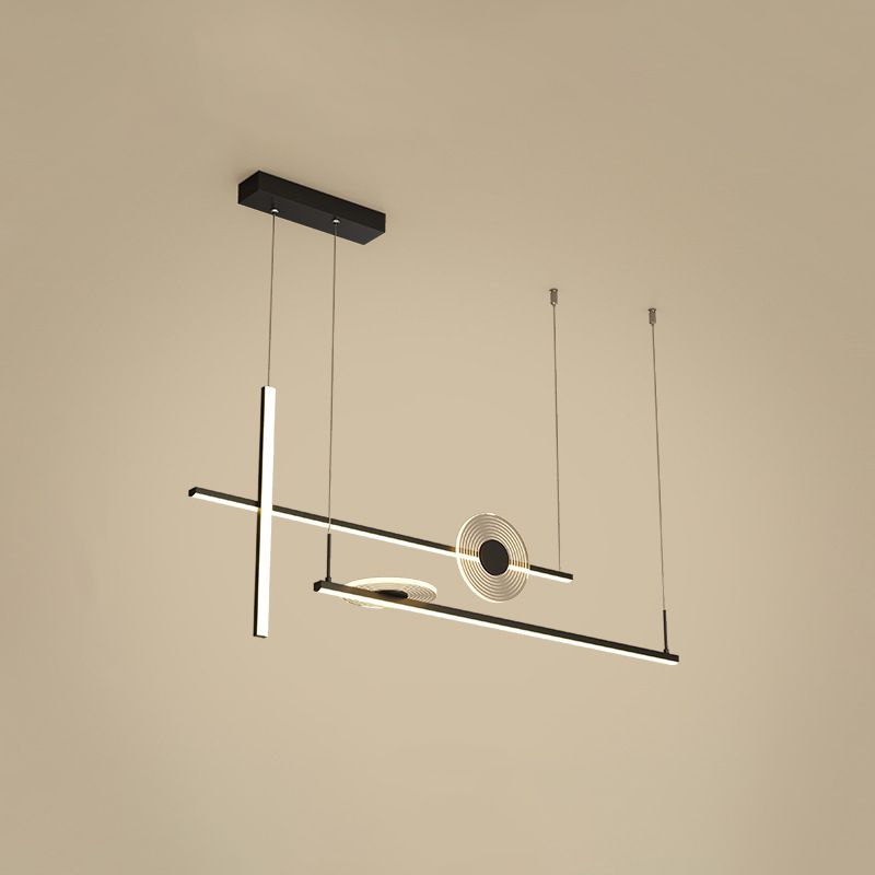 Artistic Bar Shaped LED Hanging Light Fixture Acrylic Dining Room Island Chandelier Light