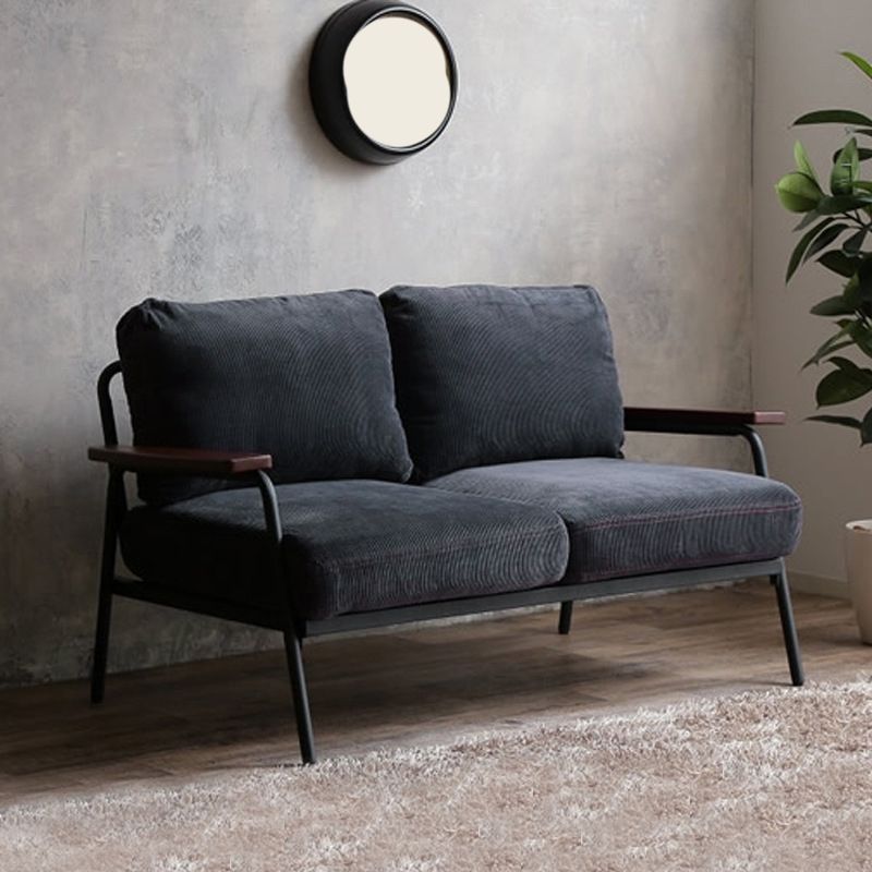 Contemporary Fabric Standard Settee Cushions Square Arm Sofa