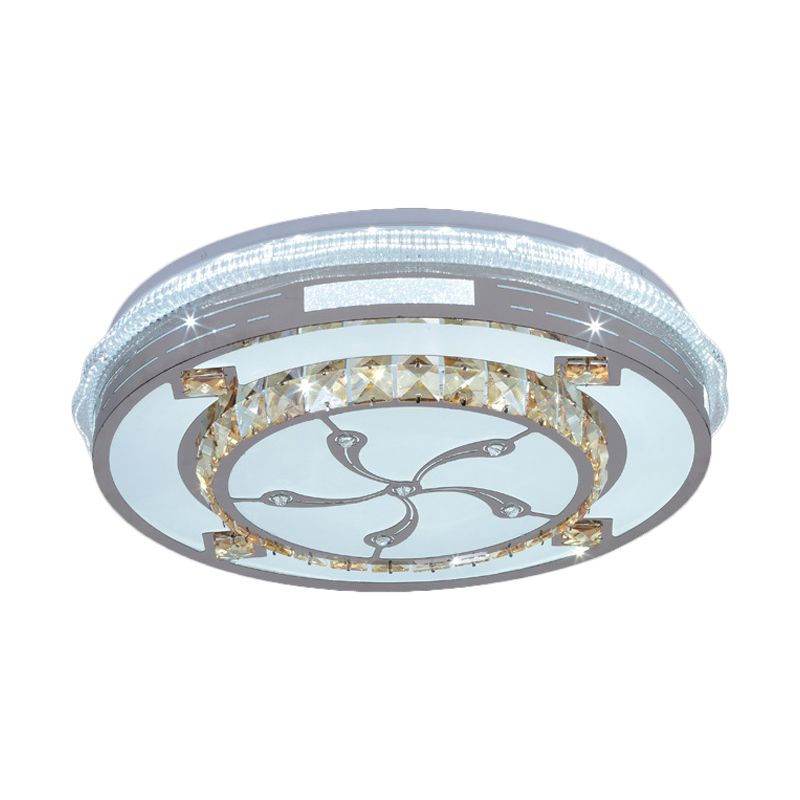 Facettierte Kristalle, weiße Deckenbeleuchtung, runde, moderne LED-Unterputzleuchte mit liebevollem Herz-/Blumen-/Kreismuster