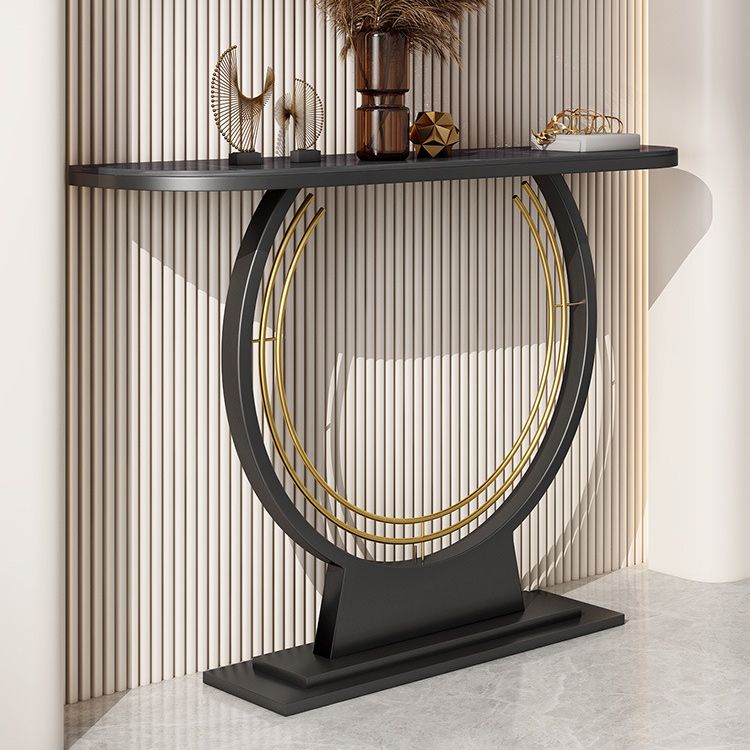 11" Wide Stone Console Table Contemporary Half Moon Sofa Table