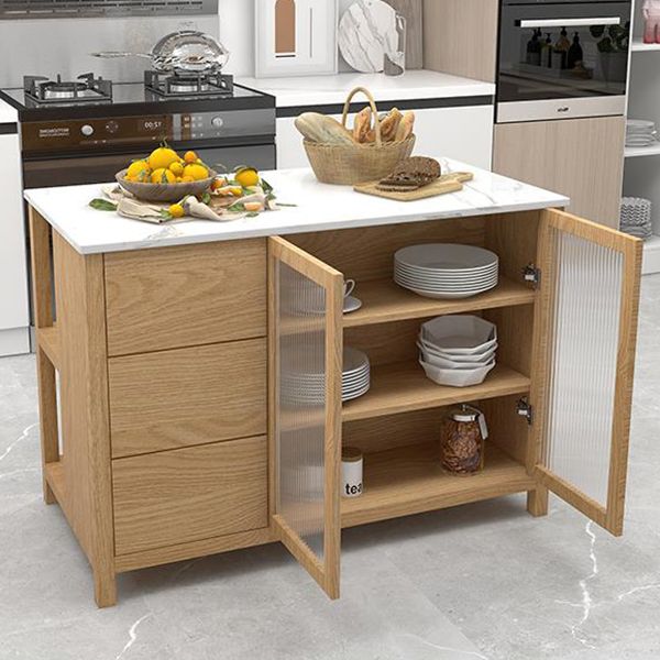 Traditional Stationary Kitchen Island table Wood Kitchen Island table with Drawer