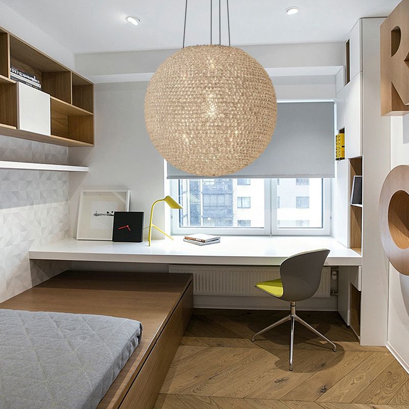 Metal White Chandelier Pendant Light Globe 2 Lights Minimalism Drop Lamp for Bedroom