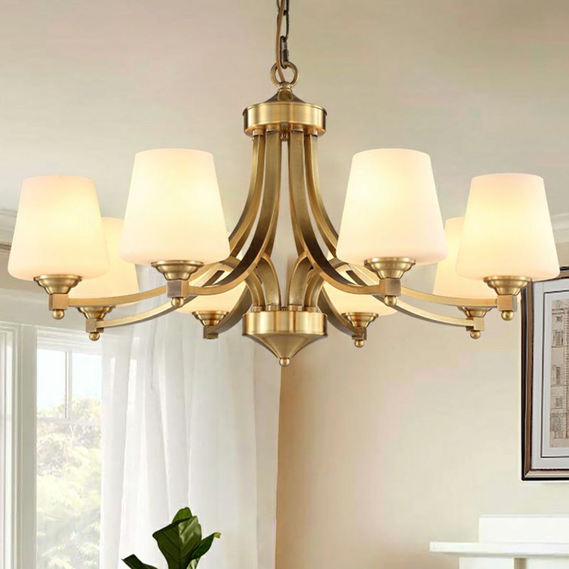 Goldene Knospen Suspension leicht rustikales Cremeglas Wohnzimmer Kronleuchter Anhänger Licht