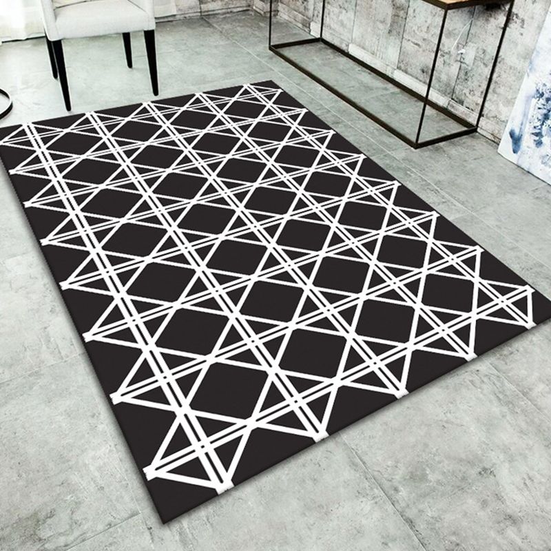 Simple Living Room Rug Multi Color Geometric Print Indoor Rug Non-Slip Backing Pet Friendly Area Carpet