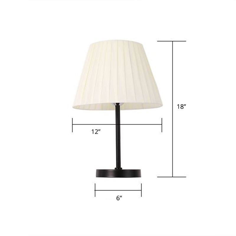 Pleated Fabric Tapered Table Lamp Simple Style 1��Bulb Nightstand Light for Bedside