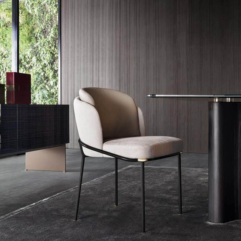 Glam Parsons Side Chair Linen Indoor Dining Chair for Living Room