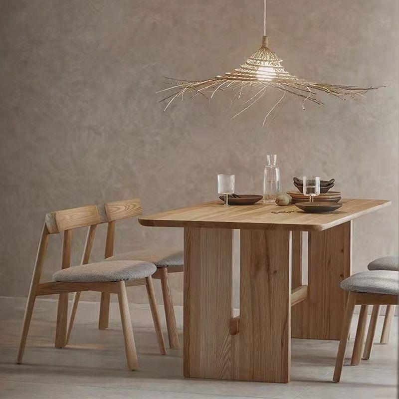Modern Pine Solid Wood Table for Restaurant Rectangle Dining Table with Trestle Base