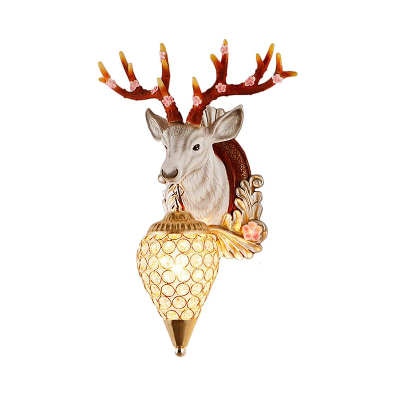 Éclair de larme de lampe de vanité blanche / brun Crystal 12.5 «/24,5» W Éclairage mural vintage à 1 lumière