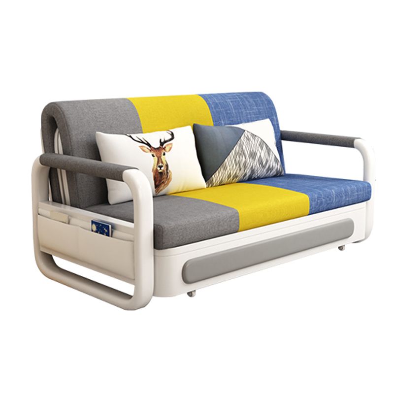 Linen Sofa Bed 35.43" Wide Square Arm Sleeper Sofa with Upholstered