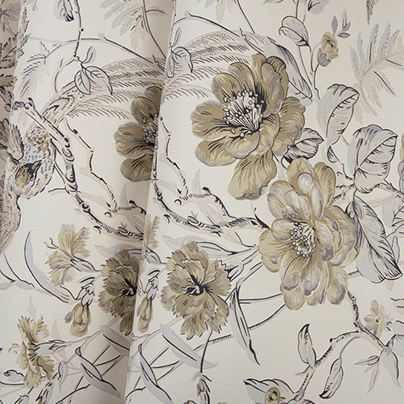 Blossoming Flower and Bird Wallpaper Roll for Accent Wall, Soft Color, 20.5"W x 33'L