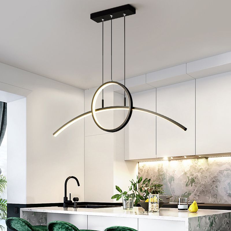 2 Lights Geometric Pendant Lighting Modern Metal Island Lighting
