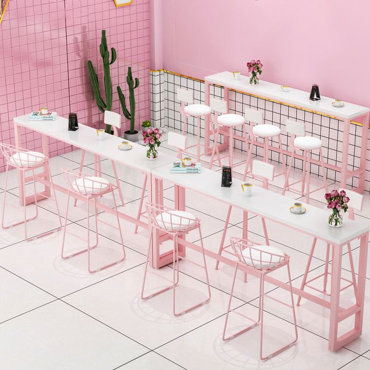 Café und Breakroom Moderne Pub/Stangentisch Rechteck Footstütze Pink Stangenhöhe Pubtisch Tisch