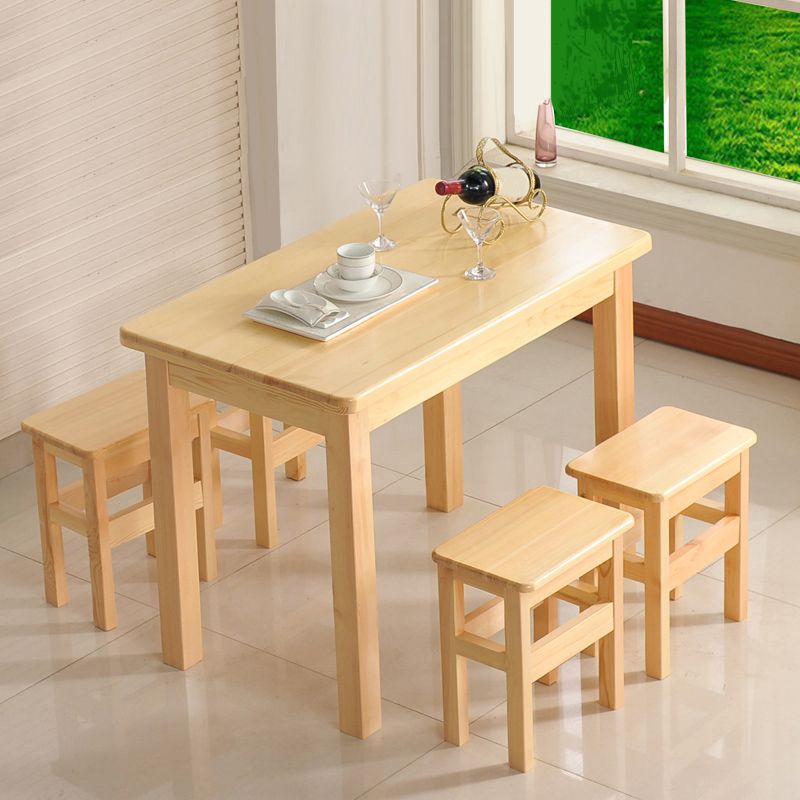 Modern 1/5 Piece Solid Wood Dining Room Rectangle Furniture Set