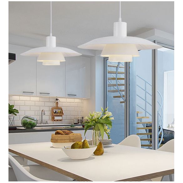 Diseño de capas blancas puras luz colgante de 1 luces Minimalismo Nórdico estilo de iluminación suspendida para cafetería