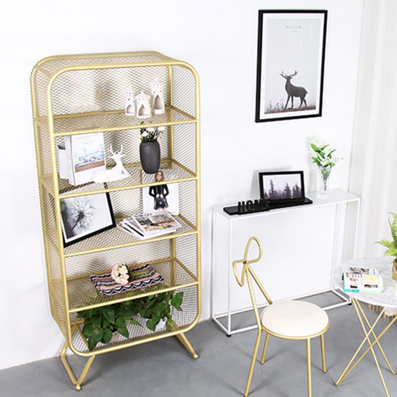 Light Luxury Metal Bookcase Shelf Closed Back Bookcase for Study Room