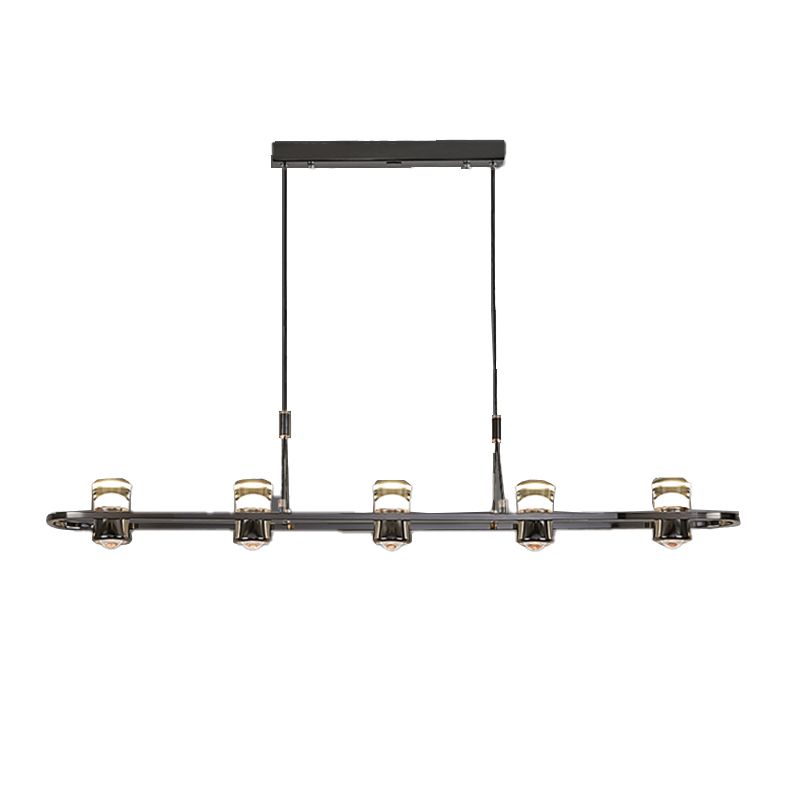 Contemporary Hanging Light Metal Island Light Fixture in Black for Dining Room