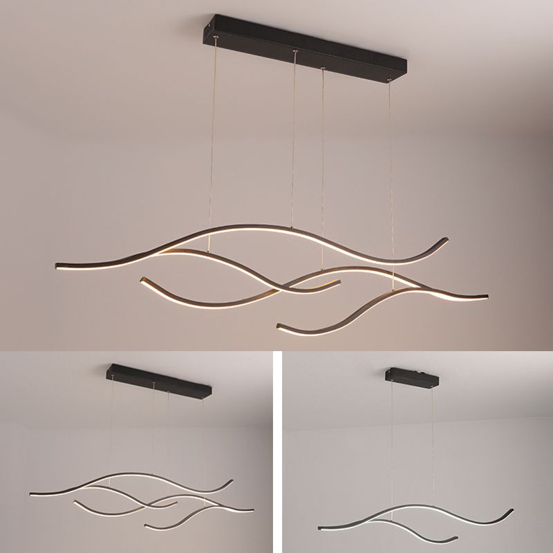 Linea ondata in stile nordico Led Light Minimalismo Metal Long Strip Apparecchiatura per sala da pranzo