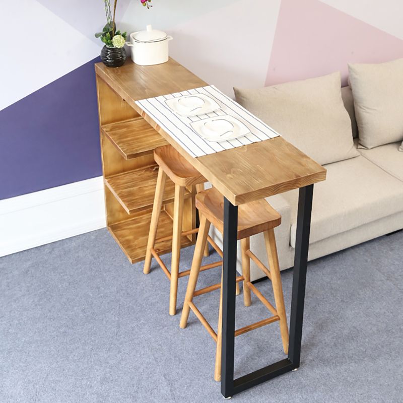 Industrial Style Bar Table Original Wood Top 42-inch Height Pub Table for Dining Room