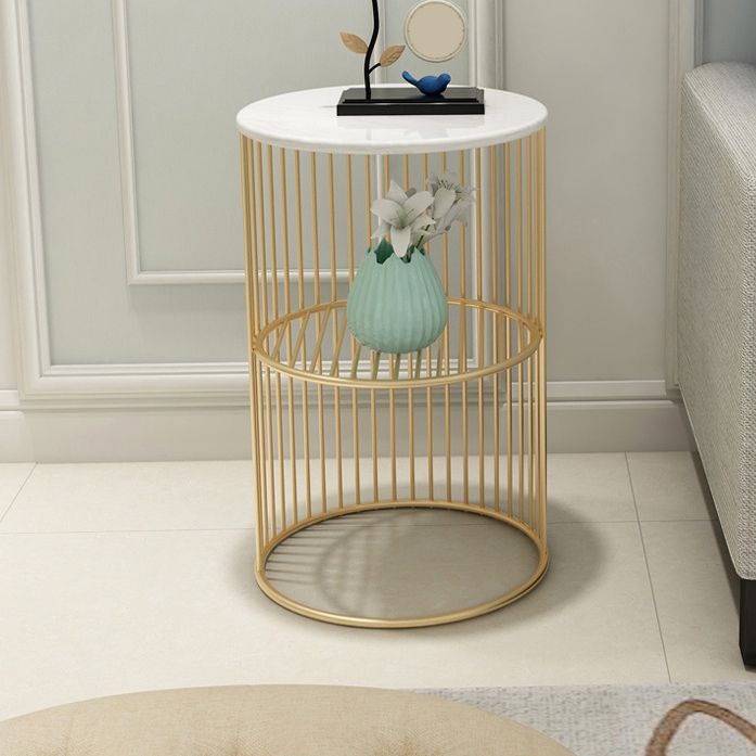21.65" Tall Contemporary Style Side End Table Metal Frame Round Sofa Side Accent Table