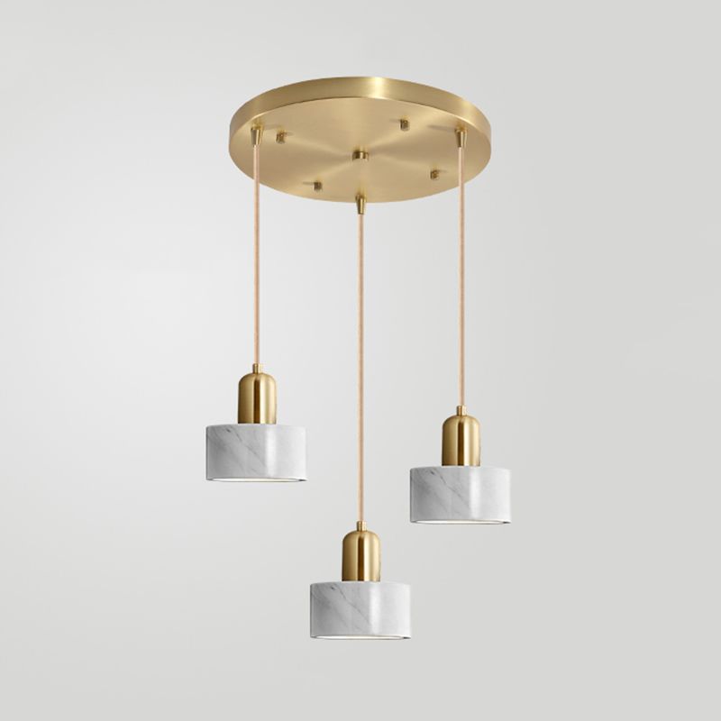 Round Shade Dining Room Pendant Light Marble Simplicity Suspension Lighting Fixture