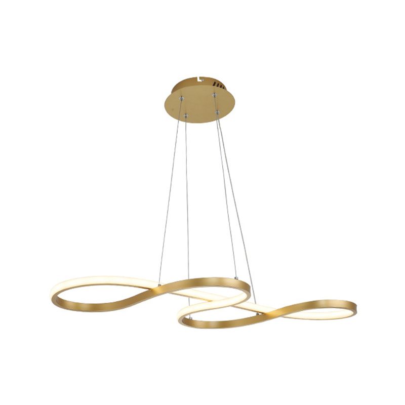 Metallic Twining Chandelier Lamp Simplicity Black/White/Gold LED Pendant Lighting Fixture in Warm/White Light