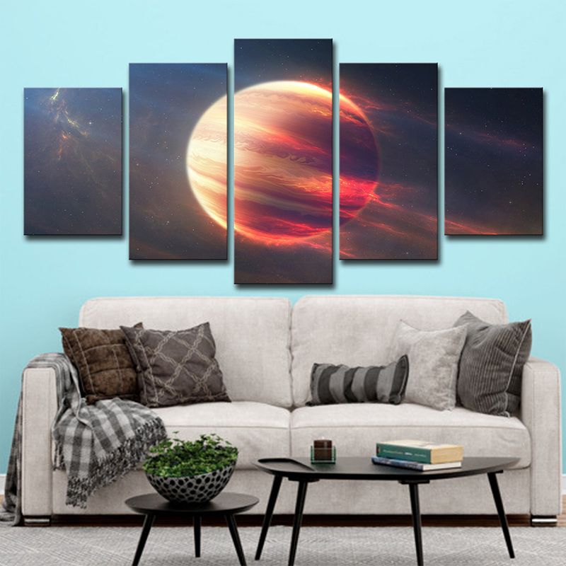 Mars Sphere Wall Art Print Multi-Piece Fictional Living Room Canvas in Red and Black