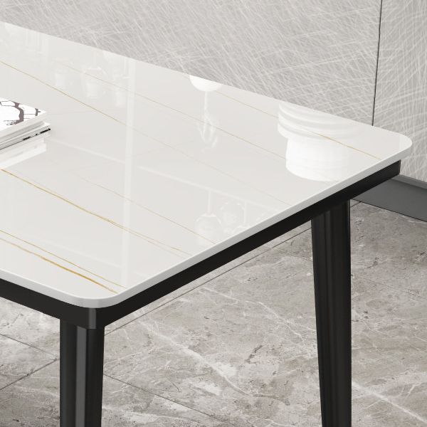 Simple Sintered Stone Top Dining Table Rectangle Shape Standard Dining Table for Kitchen
