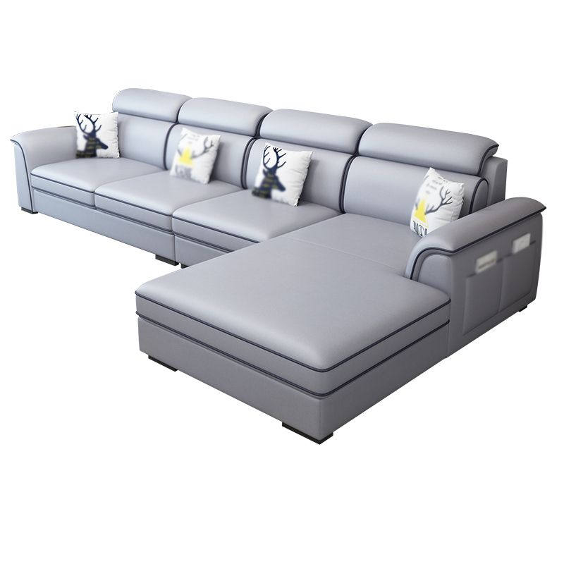 Contemporary L-Shape Sectional with Storage and USB for Apartment