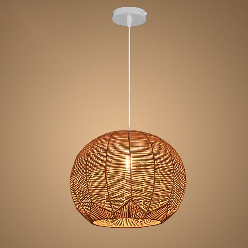 Contemporary Rattan Hanging Light Dome Pendent Lighting Fixture for Dining Room