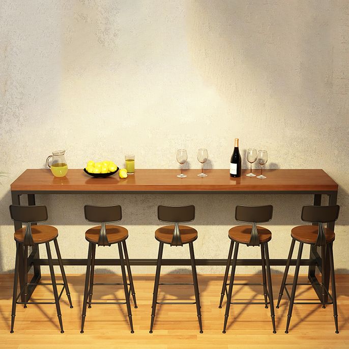 Solid Wood Pub Height Table Trestle Industrial Pub/Bar Dining Table