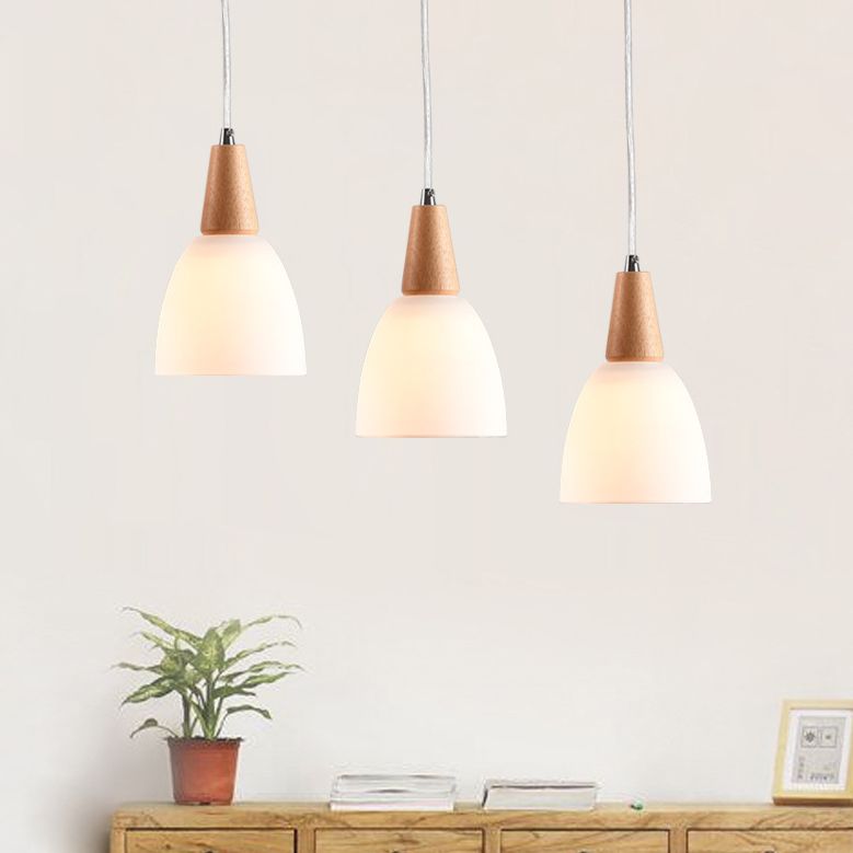 Cone Hanging Pendant Lights Modern Simple White Glass Pendant Ceiling Lights for Restaurant