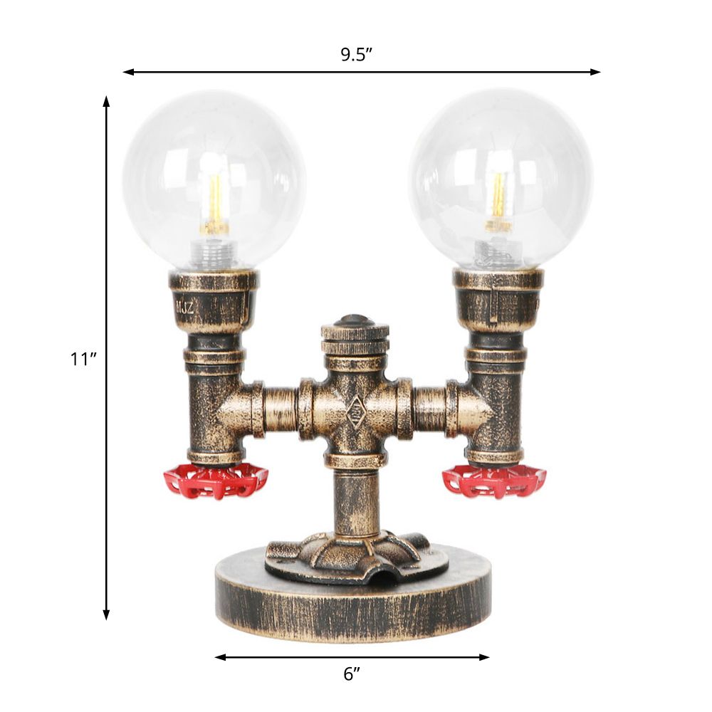 Clear/Amber Glass Antique Bronze Distanne Light Globe 2/3 Light Implesso di attività industriali con base