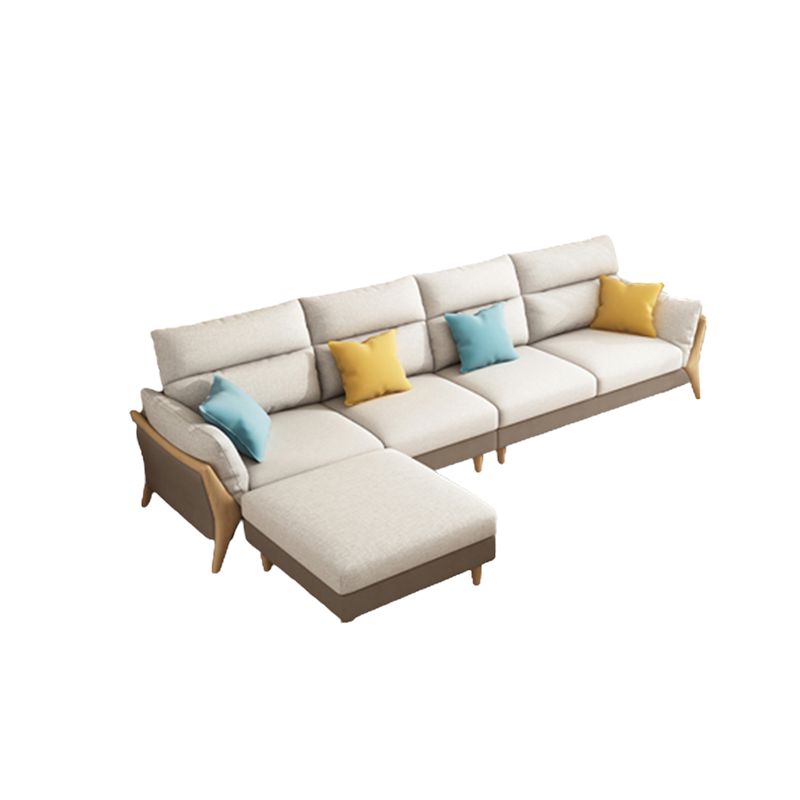Scandinavian Beige Removable Cushions Slipcovered Sofa/Sectional for Living Room