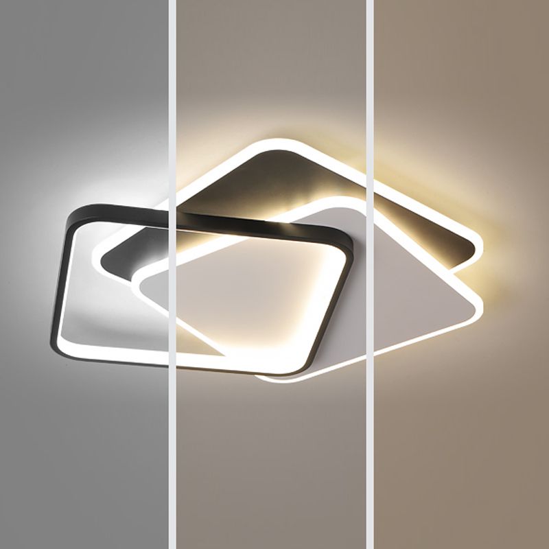 Metal Flush Mount Light Nordic 3-Light Bedroom Ceiling Lamps Fixture with Acrylic Shade
