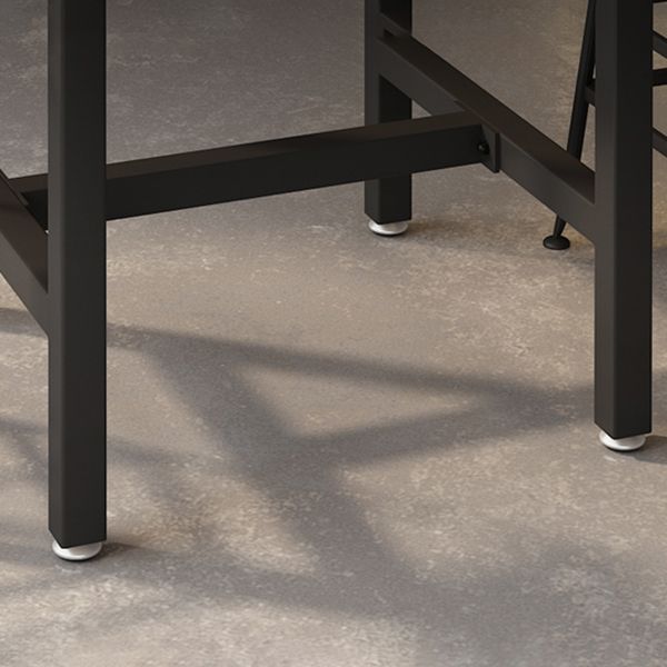 Industrial Indoor Bar & Counter Stool Square Footrest Backrest Black Metal Counter Stool