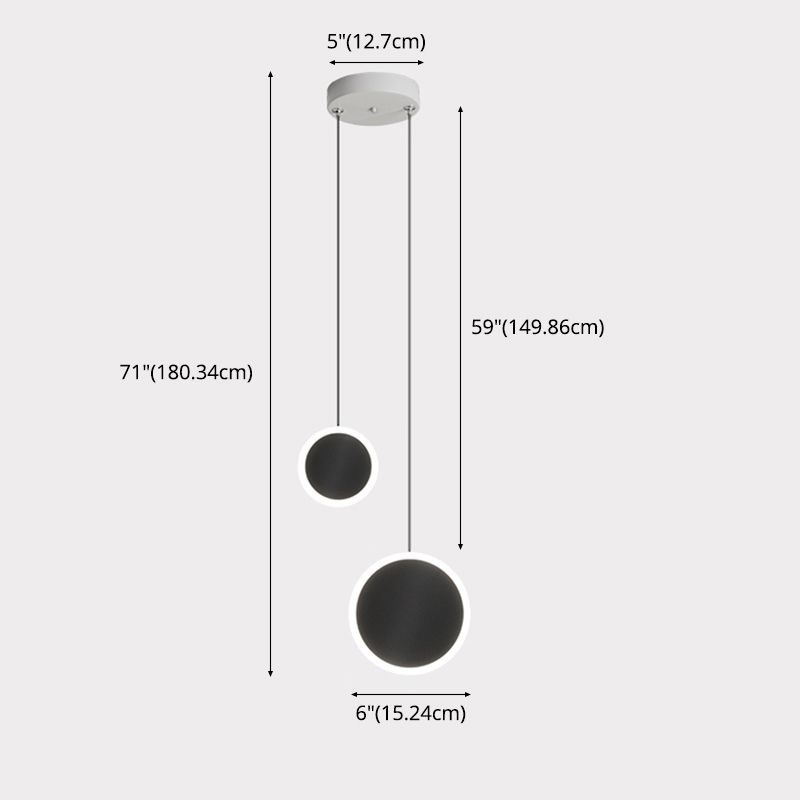Aluminium 2-Light Circle Pendant Light Modern Modern Down Lighting pour la chambre