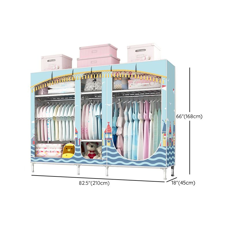 Contemporary Style Steel Wardrobe 3-door Wardrobe Closet with Legs