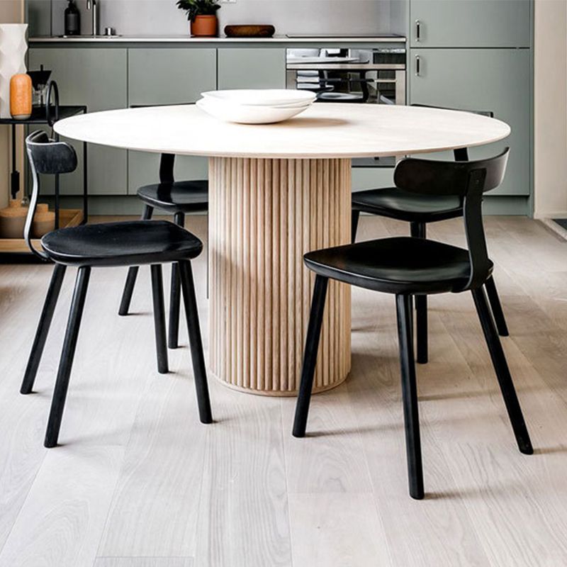 Modern Style Round Wooden Table with Pedestal Base Coffee Table