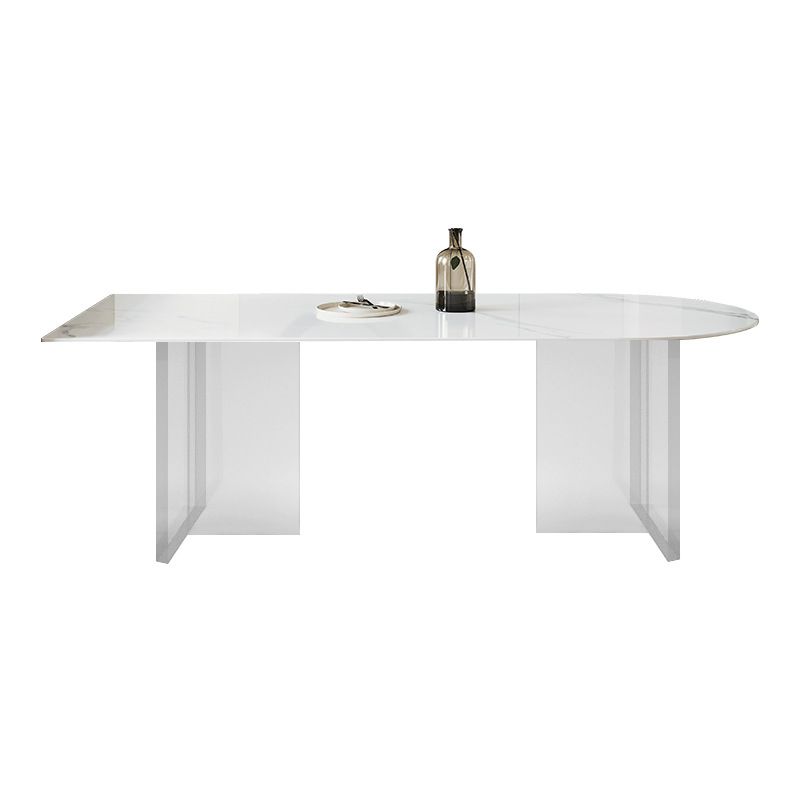 Acrylic Contemporary Free Form Dining Table Sintered Stone Top Table for Dining Room