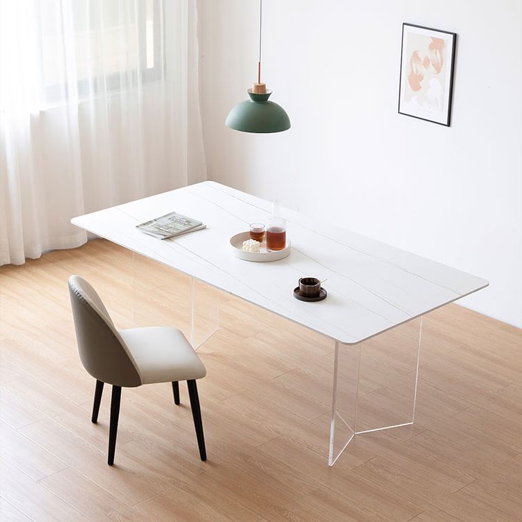 Modern 1/2/5 Pieces Dining Set  Acrylic Base Double Pedestal Dinette Set