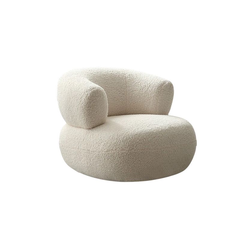Beige Recessed Arm Curved Sofa for Apartment Contemporary Sofa