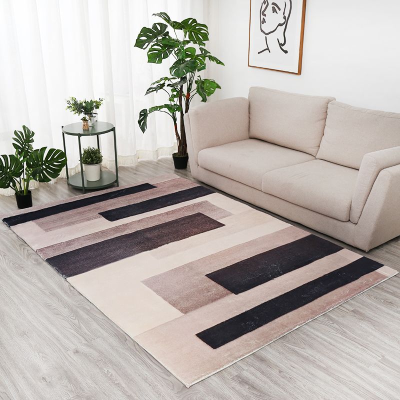 Stylish Geometric Pattern Area Rug Modern Polyester Rug Anti-Slip Easy Care Rug for Living Room