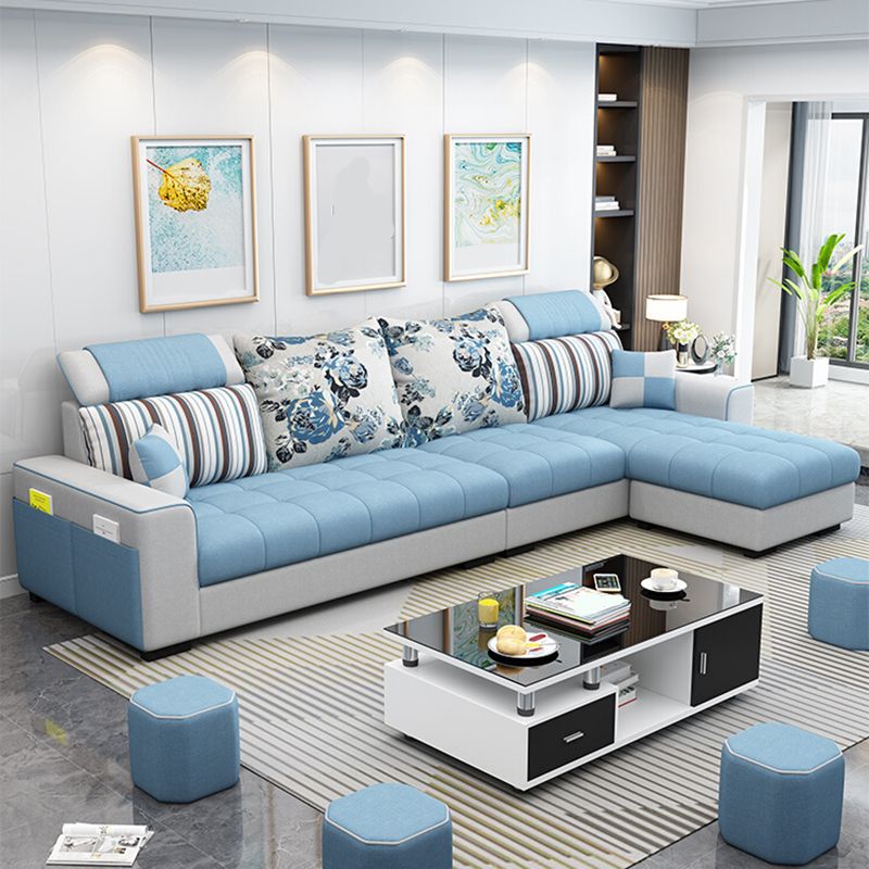 106.3"D x 57"W x 35.43"H Square Arm Sectionals, Modern High Back Sofa with Storage