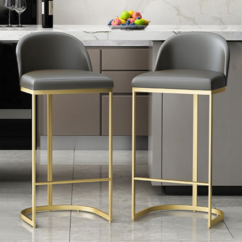 Modern Backrest Armless Counter Stool Iron Dining Room Bar Stool with Pedal and Cushion